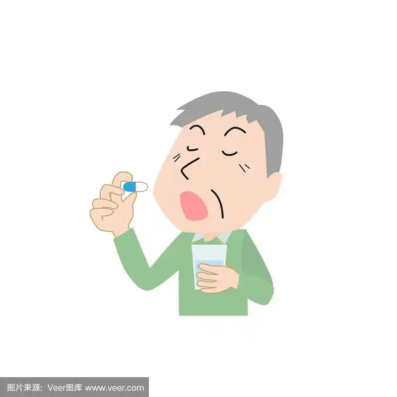 中年男子在吃药