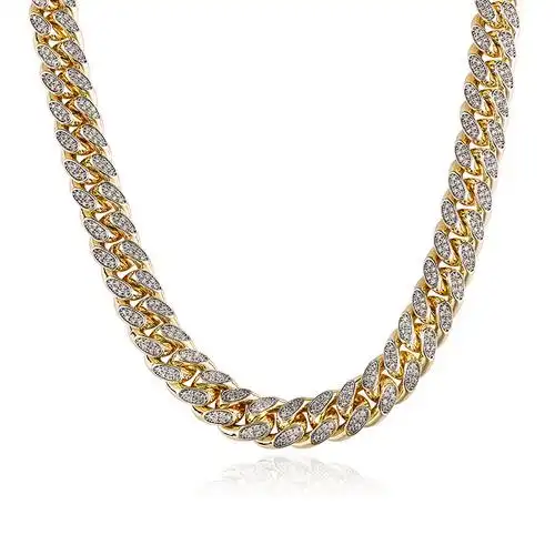 欧美hiphop14mm嘻哈男士古巴大金金链潮牌小众明星项链