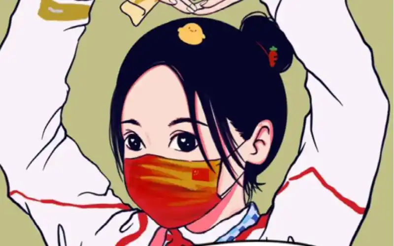 奥运插画|杨倩小姐姐比心