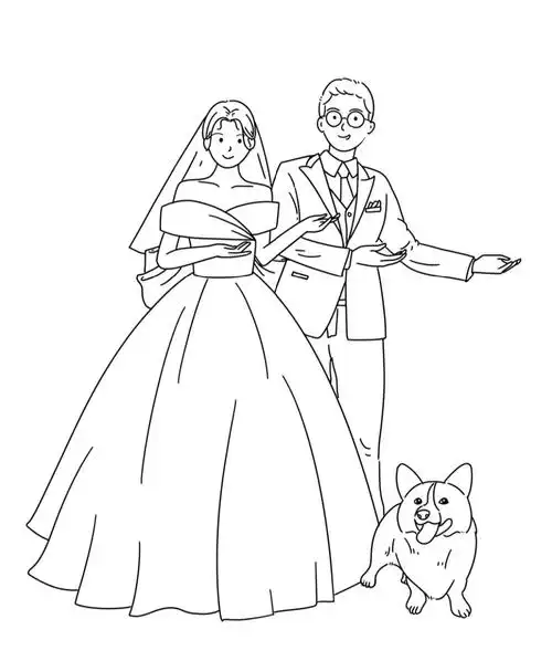 手绘卡通婚纱照