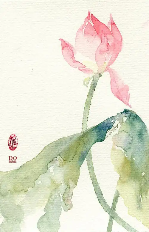 花草水墨封面淡雅唯美插画古风