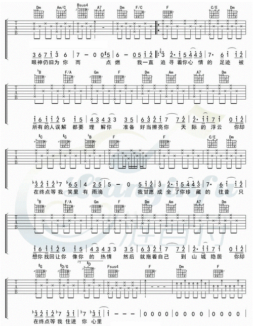 你在终点等我吉他谱王菲王菲图片谱标准版吉他图片谱3张