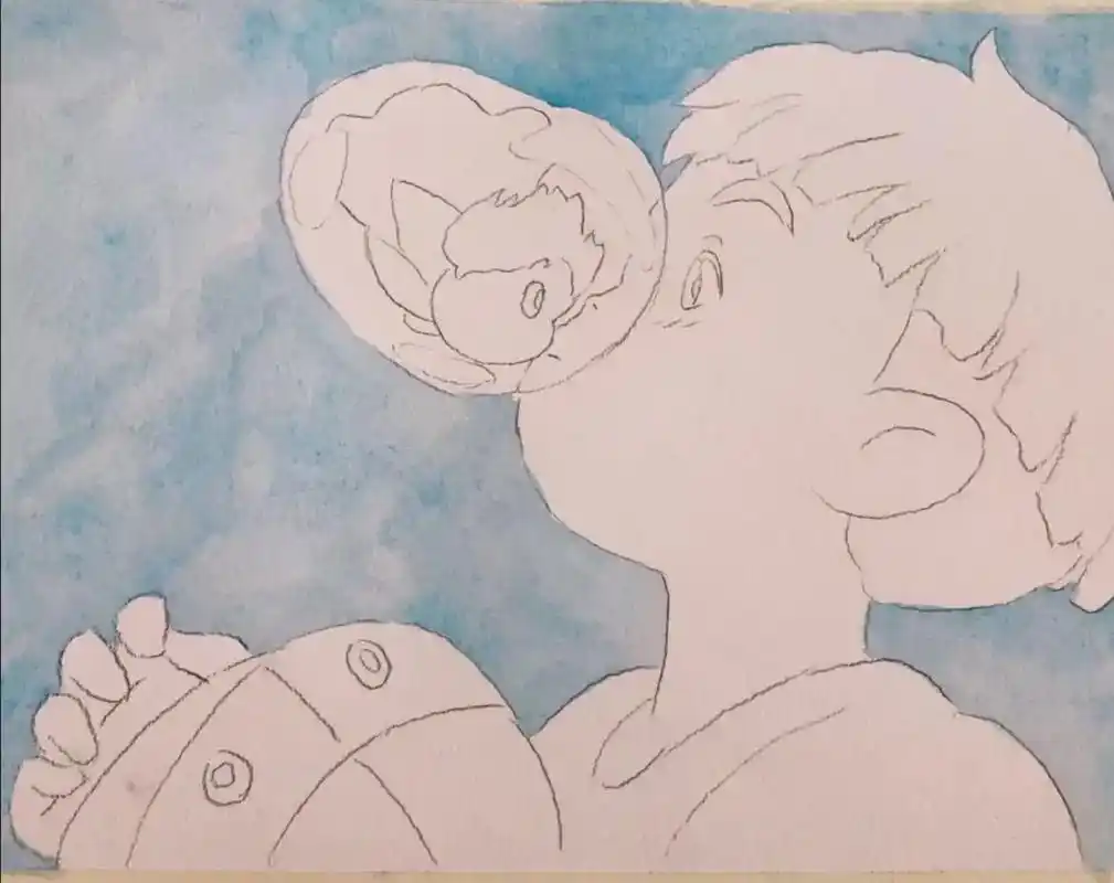 转手绘 插画 水彩 动漫 #宫崎骏 #波妞与宗介 #波妞  - 抖音