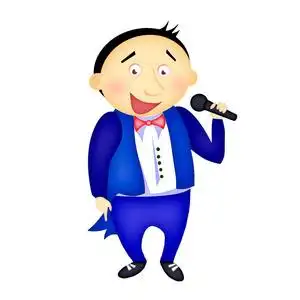 她很高兴记得那个男人咳嗽生病,拿着一个文件夹,用麦克风唱歌或说话