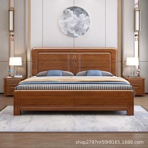 金丝檀木实木床18米双人床新中式实木床15m现代简约主卧大床