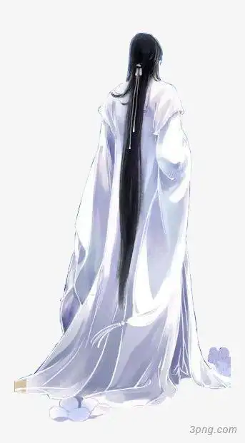 古风白衣美男背面png素材透明免抠图片动植人物