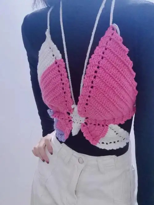 03花蝴蝶钩针吊带