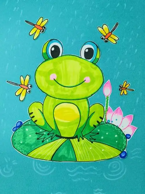儿童创意美术荷叶上的青蛙
