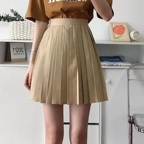 宽松日系街头字母短袖t恤百褶裙套装