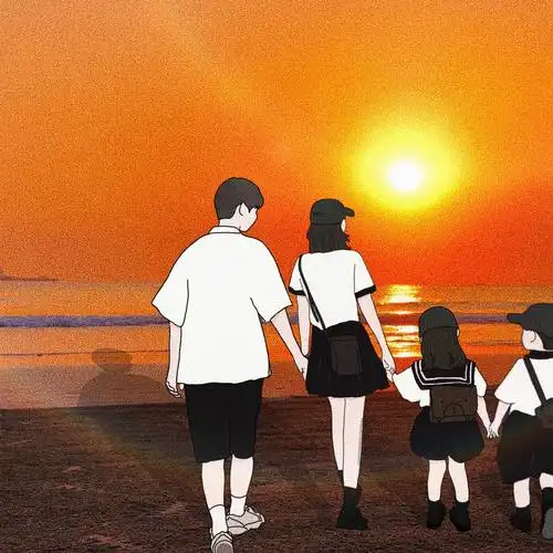 一家四口  #手绘头像  #情侣头像 #原创  #文案  #全家福  #头像背