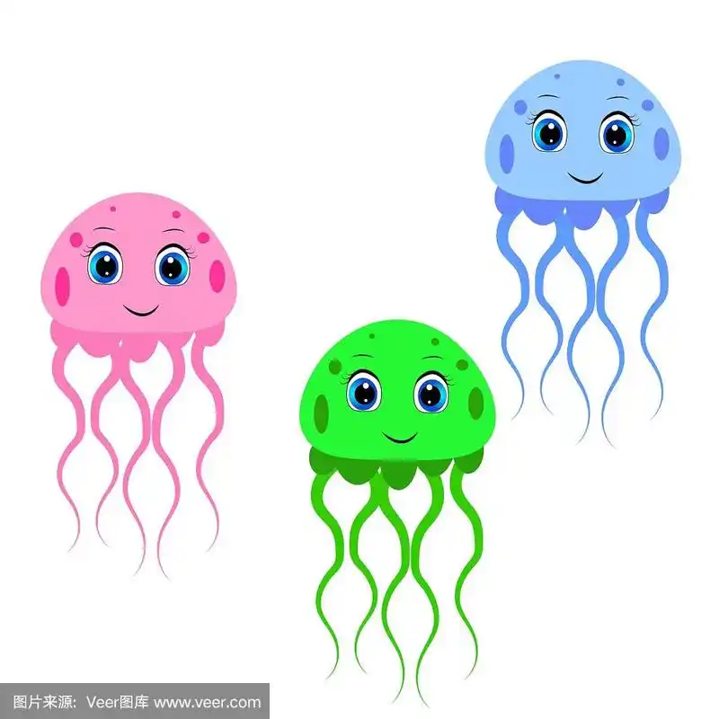 可爱的水母卡通插画