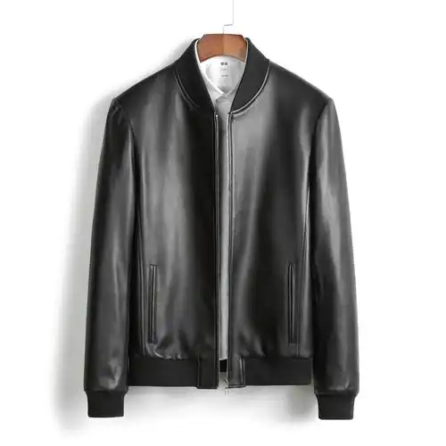 l57a01海宁真皮皮衣男绵羊皮外套棒球服潮款简约夹克p500