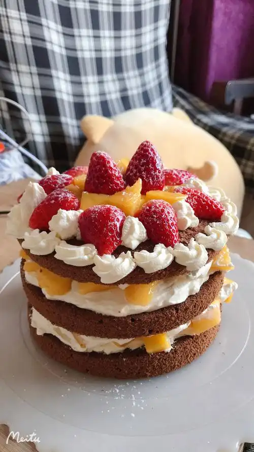 仙人掌123做的超详细奶油巧克力生日裸蛋糕