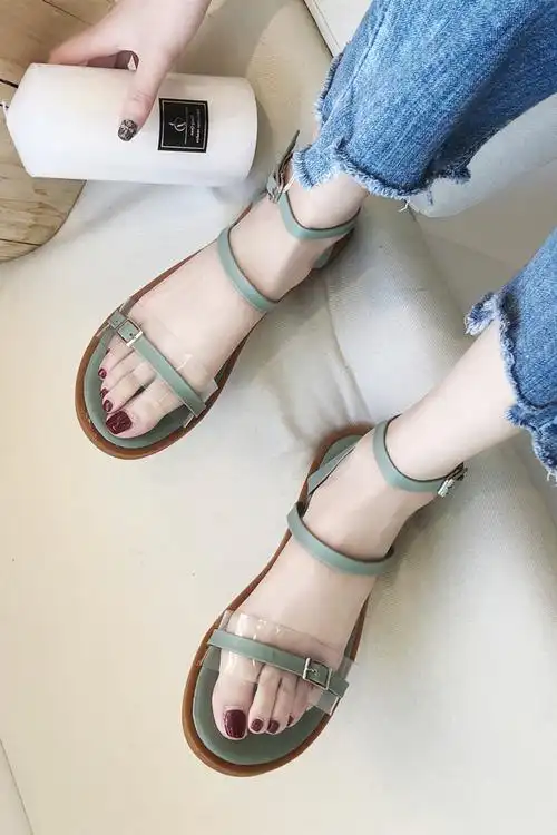 一字带平底凉鞋