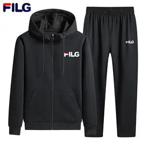 斐乐官方旗舰店纯棉运动服套装男士秋冬季加绒大码连帽卫衣外套休