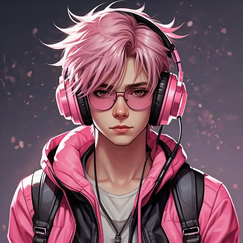 94粉色漫画风男生头像96 哇～超级酷炫的粉色漫画风格男生头像