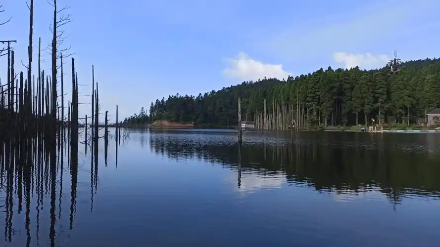宜春明月山月亮湖,来的时间不对,应该下雨天来,那时整个湖面被云雾