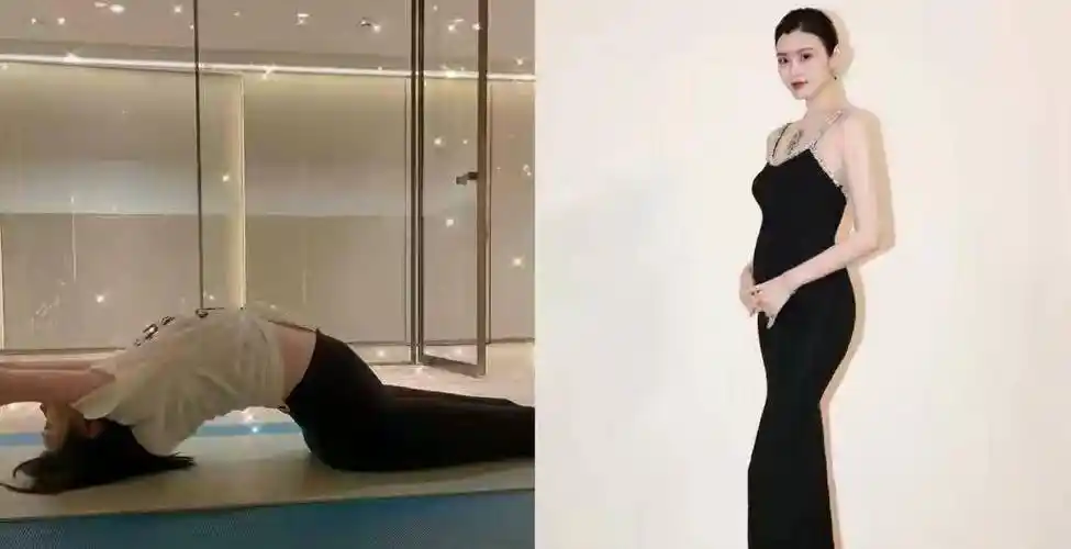 奚梦瑶太不让婆婆省心挺9个月孕肚练高难度瑜伽就差外空翻了
