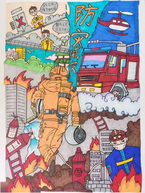 "童心画安全"防灾减灾绘画征集大赛作品展播(六)_画笔_少儿_王子