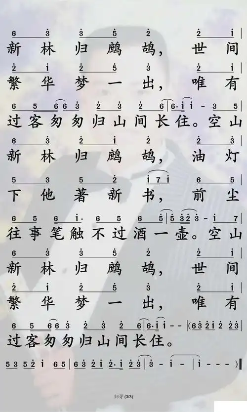 归寻简谱-等什么君歌曲-孙世彦曲谱3