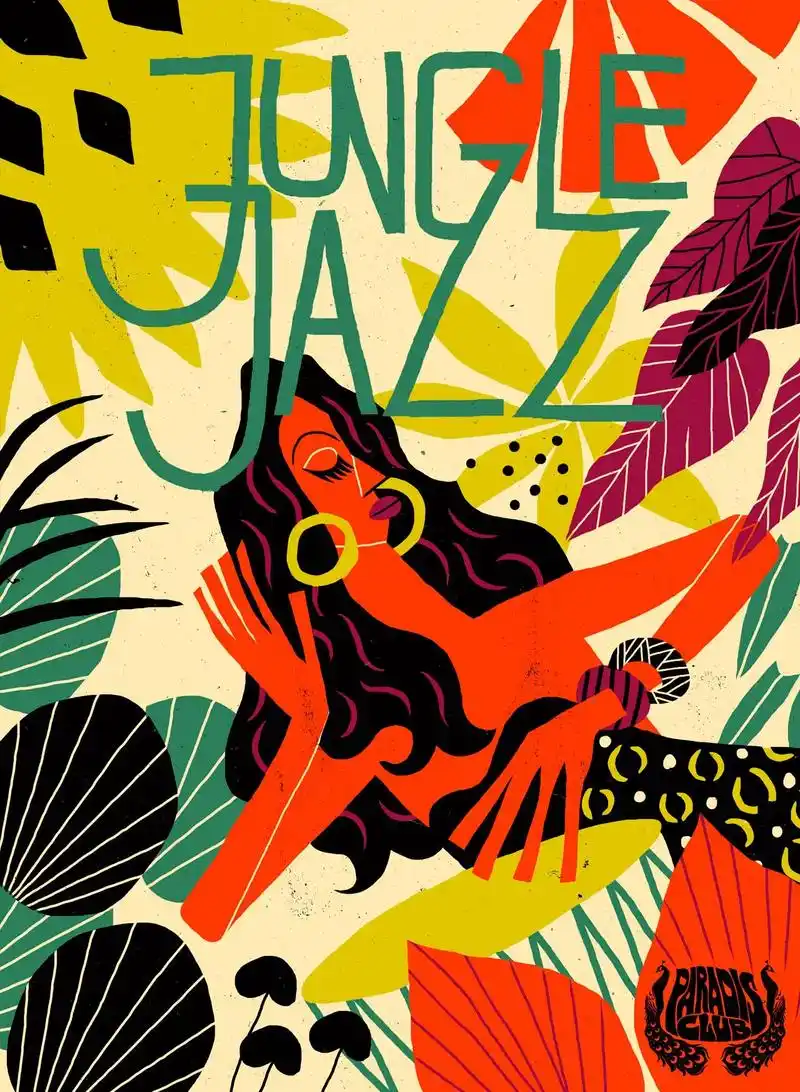 jungle jazz 音乐节插画#美式画风 - 抖音