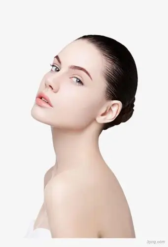 护肤品女模特侧面歪头