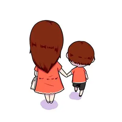 感恩节母亲节可爱卡通母子出行素材