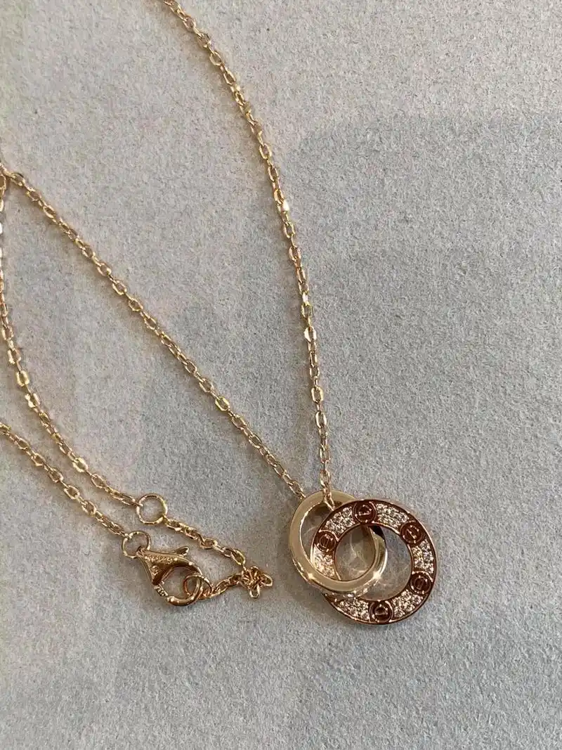 cartier卡地亚love满天星满钻双环项链