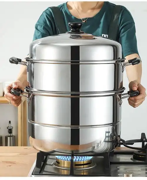 老式大蒸锅34363840cm商用加厚不锈钢蒸锅双层4层煤气炉通用32cm特厚
