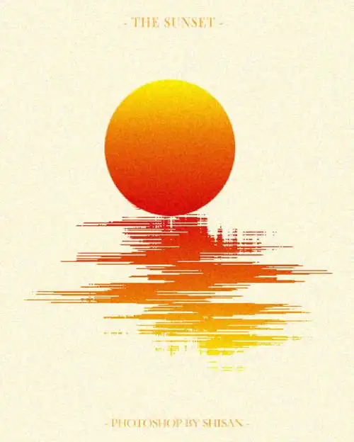 ps海报学习日落水波纹效果day12