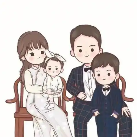 两个男孩的一家四口全家福头像