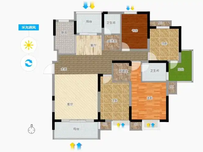 中电颐和家园4室1厅2卫1厨166.00㎡户型图