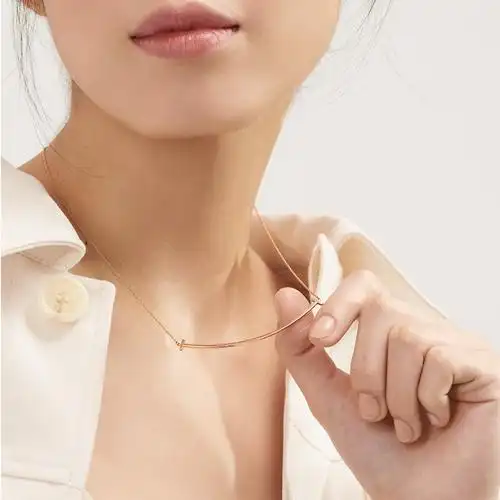 tiffanyco蒂芙尼微笑笑脸项链tsmile系列18k金吊坠女士蒂凡尼项链大号