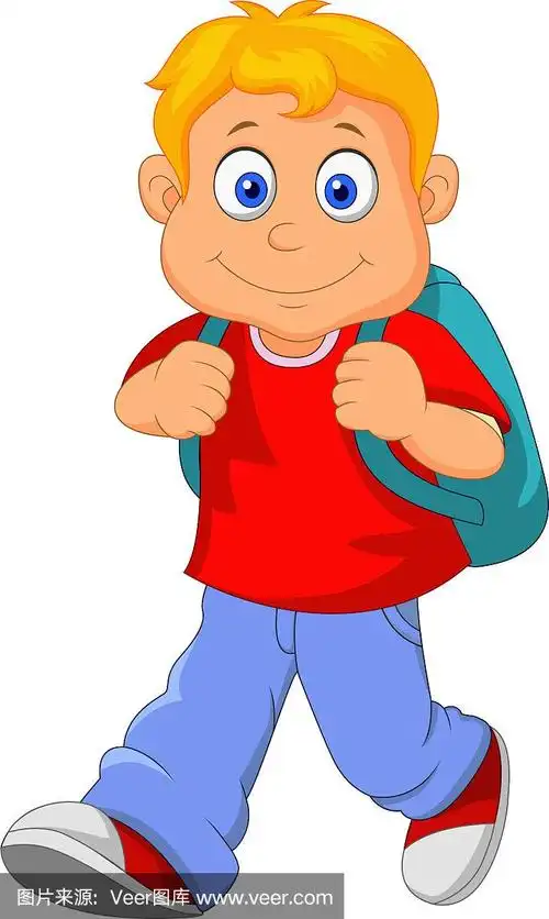 小男孩卡通走路