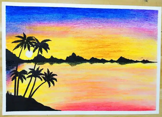 一组关于油画棒的风景画