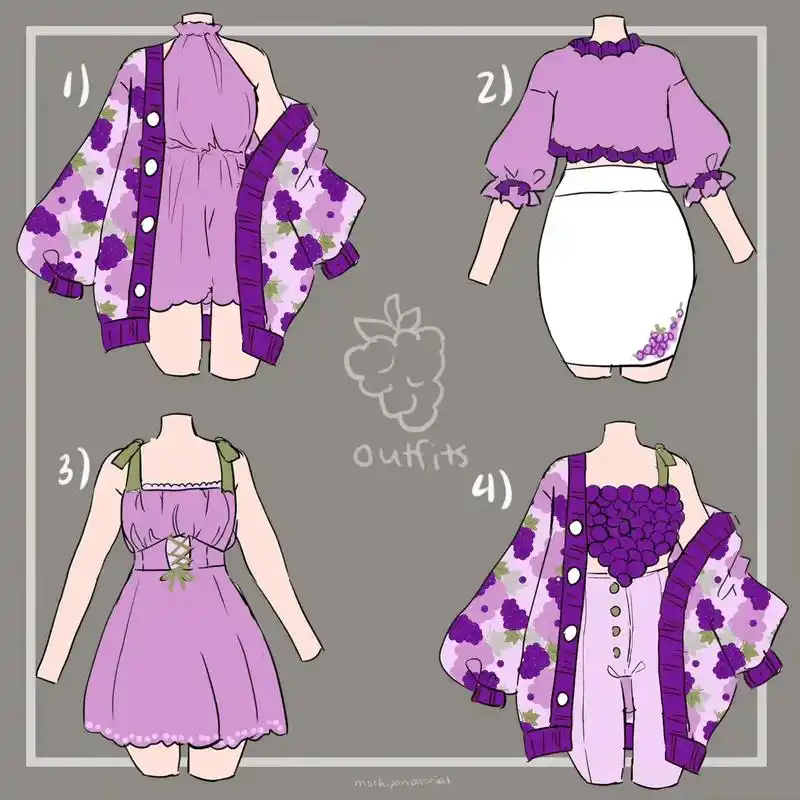 紫色系列.#画衣服裙子教程 #画画 #公主的100条连衣裙  - 抖音