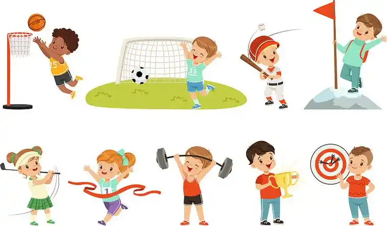 可爱的小孩玩不同的运动图片