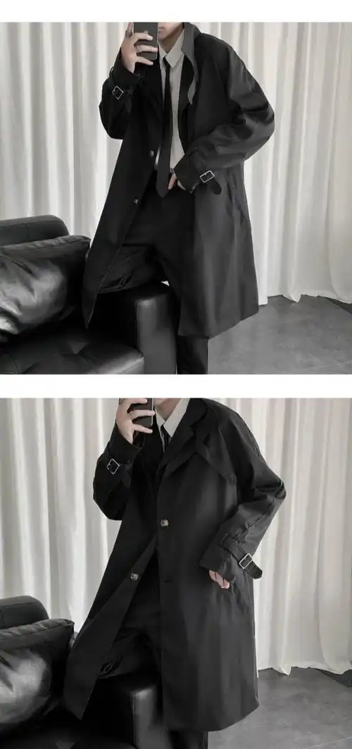 新款风衣外套男2021春秋季中长款风衣潮流百搭宽松大衣港风潮牌韩版