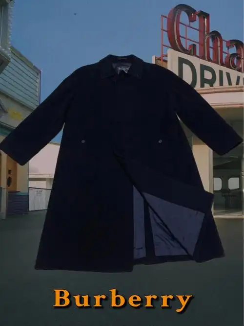 中古burberry藏青色羊毛大衣
