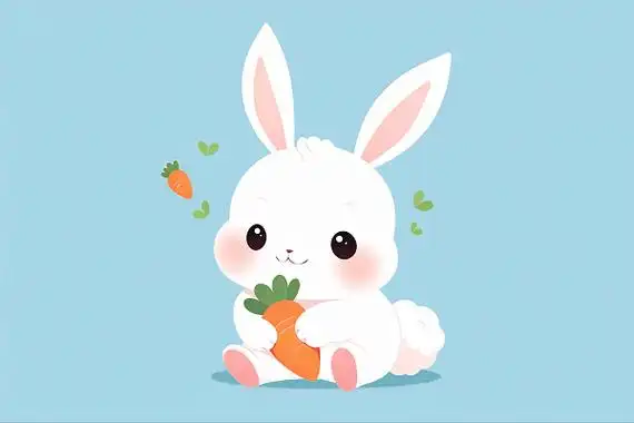 可爱小白兔和胡萝卜卡通ai插画兔子小动物