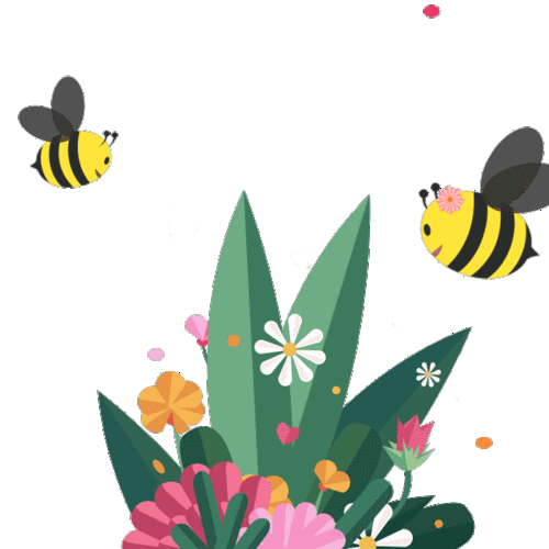 两只小蜜蜂飞在花丛中