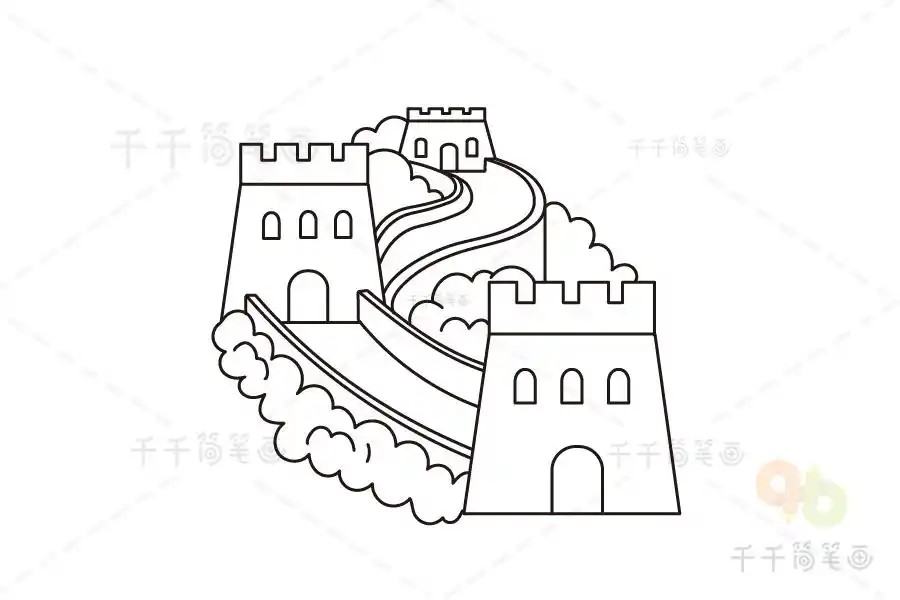 幼儿简笔绘画 长长的长城_长城简笔画