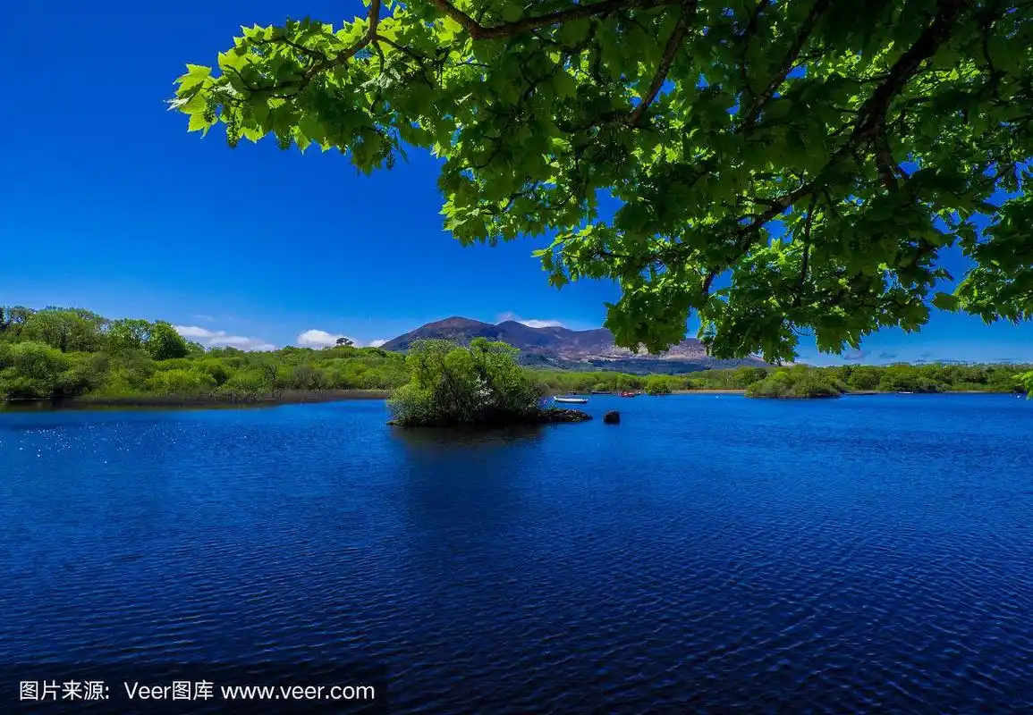 神奇的深蓝色湖在基拉尼国家公园-一个田园诗般的浪漫地方