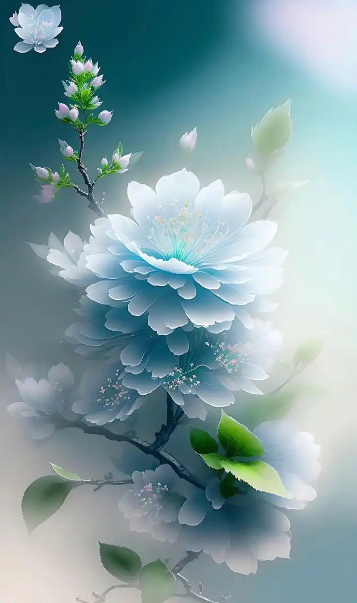 精美al绘画淡雅幽蓝花朵壁纸