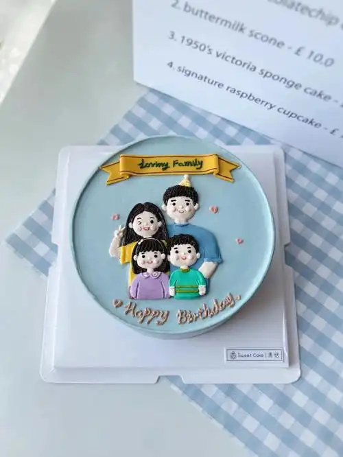 罗源清恬一家人手绘蛋糕