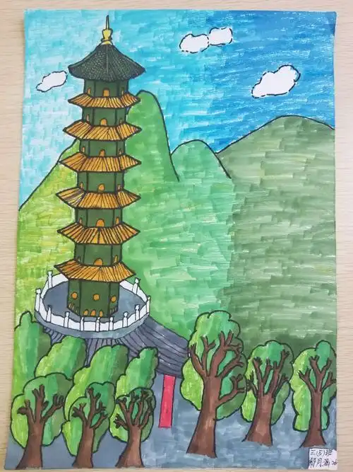 本节课用马克笔表现了不同塔的造型和颜色,感受了古建筑的美.