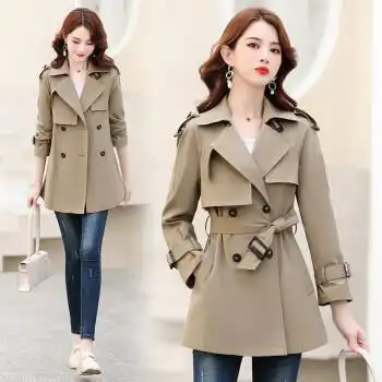 古地斯gudisi风衣女士短款外套春秋季韩版风衣宽松大衣潮女装lx2102