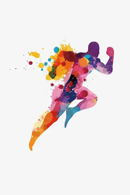 彩色人物奔跑免抠素材免费下载_觅元素51yuansu.com