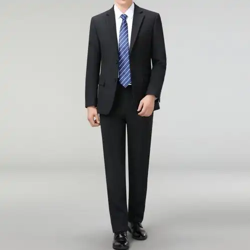 品牌西服套装男中年商务休闲职业正装高级羊毛料西装新郎结婚礼服