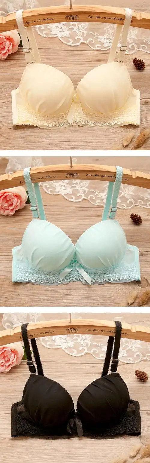 女生内衣大学生少女文胸薄款聚拢可爱内衣初中高中大白色小胸罩881